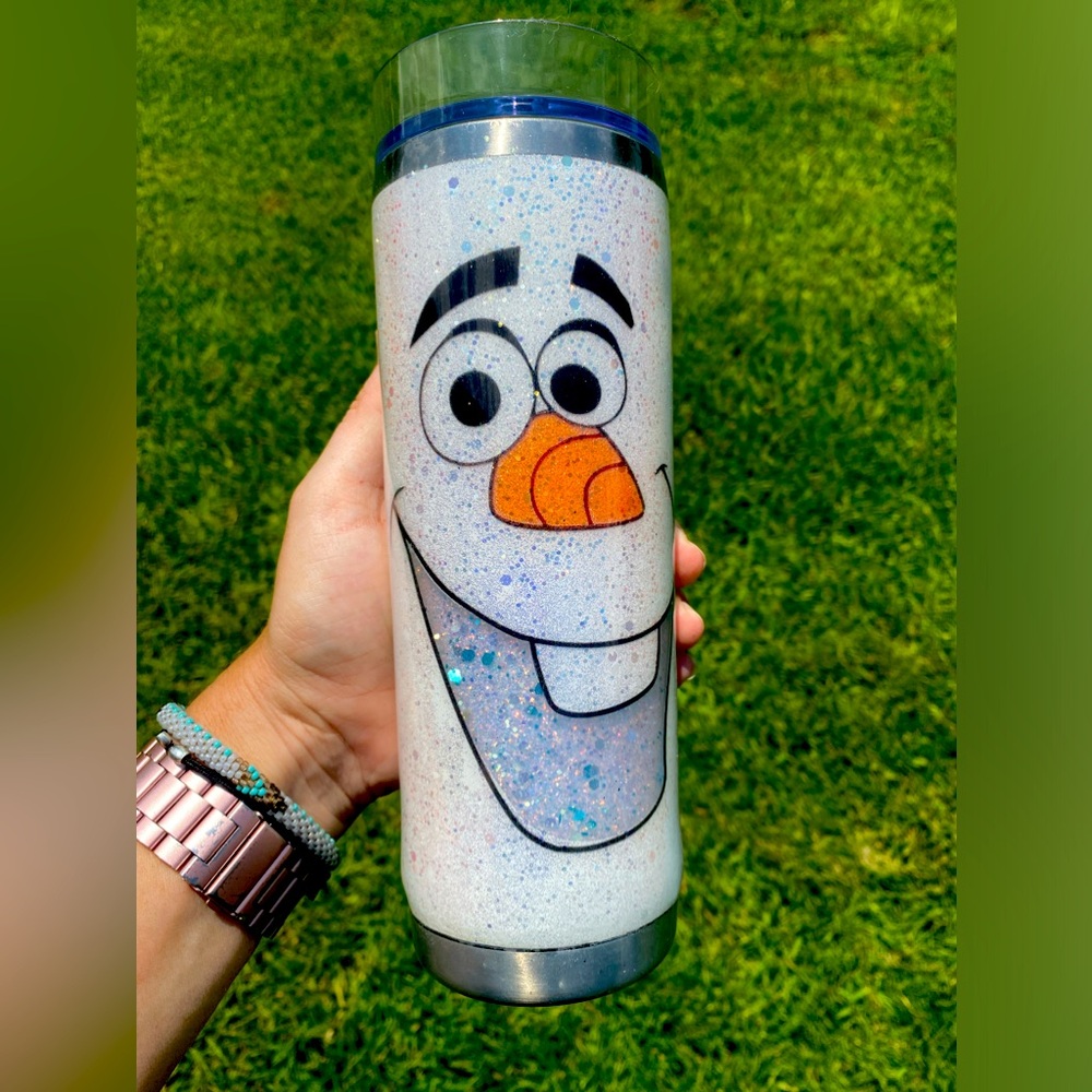 Custom tumbler. Handmade. Sisudezigns. Olaf! Disneys Frozen. - Picture 1 of 3